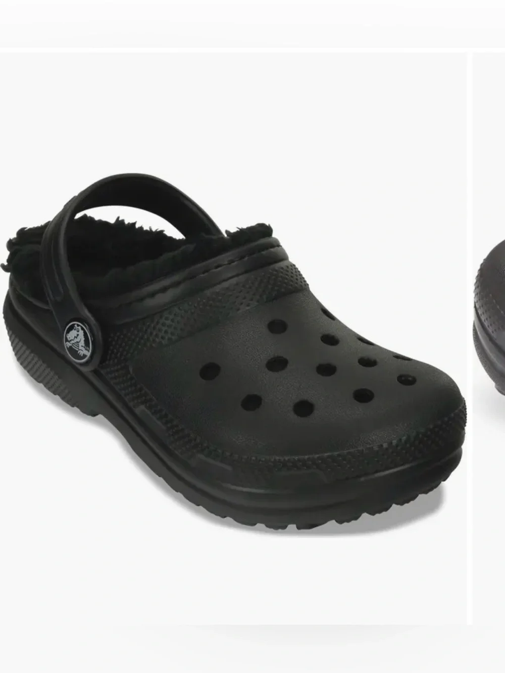 CROCS Kids Black Faux-Fur Lined Clog 11 *Flaw